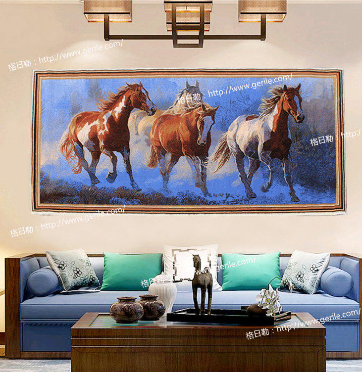 New manufacturer Direct sales pure wool braided Jun Ma Pentium Living room Book room Office decoration tapestry tapestry Tapestry Realistic