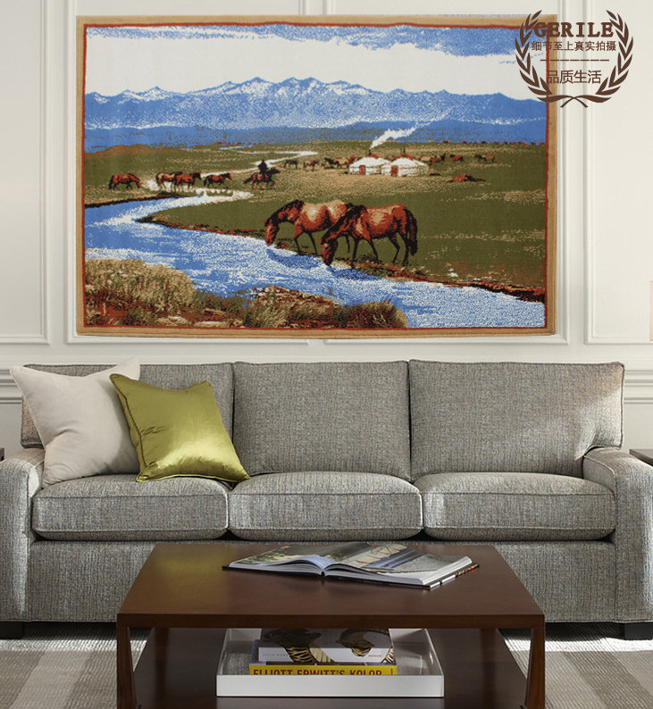 Authentic Mongolian Pure Wool Three-Dimensional Realistic Living Room Bedroom Dining Room Grassland Scenery Living Room Study Tapestry Wall Hanging