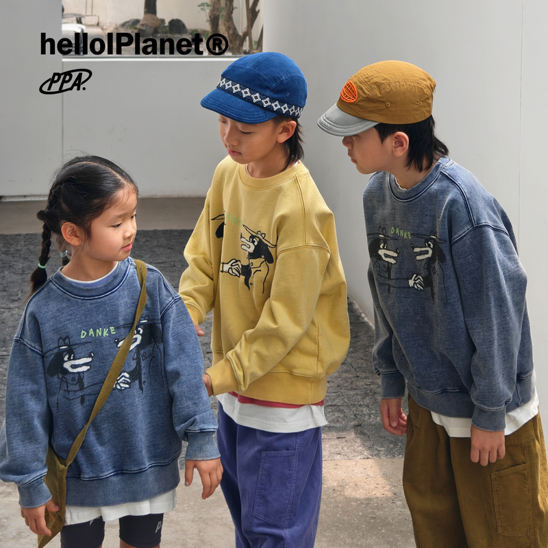 P Dad Double Yarn Terry Loose Fit Sports Washed Vintage Children's Pullover Long Sleeve Sweatshirt 1013233 P Dad Double Yarn Terry Loose Fit Sports Washed Vintage Children's Pullover Long Sleeve Sweatshirt 1013233
