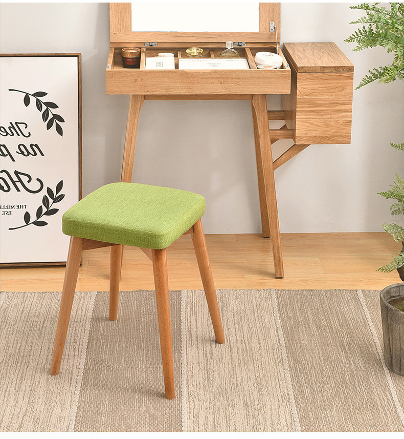 Modern Brief Dining Room Stool Solid Wood Square Bench Home Creative Beech Wood Chair Makeup Stool Makeup Chair Dining Chair Changing Shoes