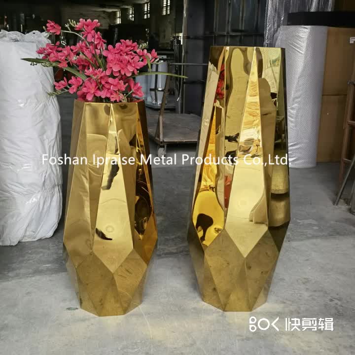 Garten Nordic Wohnkultur Luxus Edelstahl Metall Gold Großer Blumentopf