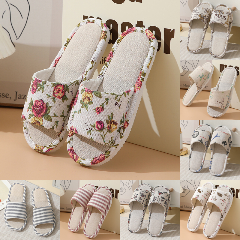 Four Seasons Travel Backup Guest House Slippers Eva Linen Home Indoor Floor Couple Men and Women Hotel Slippers Promotion