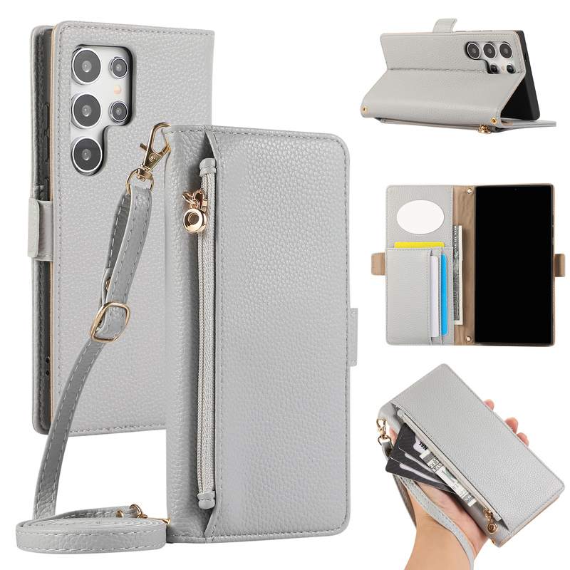 Samsung S24 Flip Phone Case Leather Cover Suitable for Samsung S25 Phone Case S22+ Flip Cover S23Ultra Full Protection Anti-Drop Galaxys26U Protective Case S21Fe Wallet Style A55 Lanyard Card Holder
