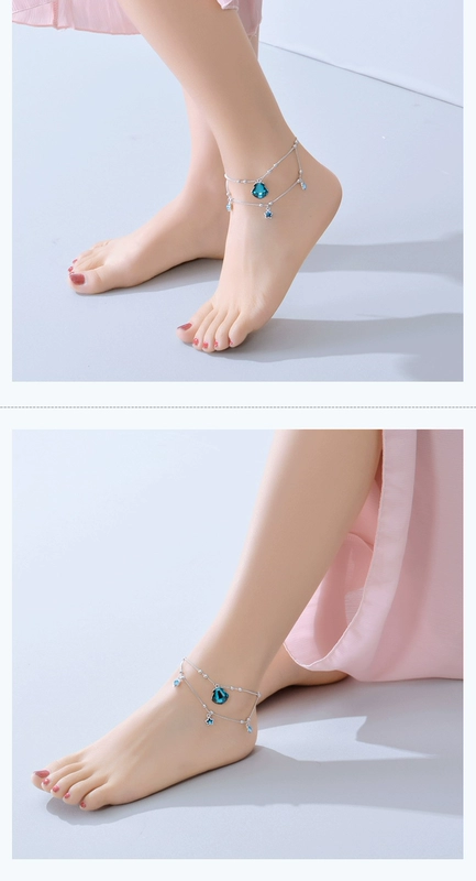 Swarovski Elements Ocean Wind Crystal Anklet phiên bản Hàn Quốc Nữ sinh viên đơn giản Sen tươi lắc chân thủ công