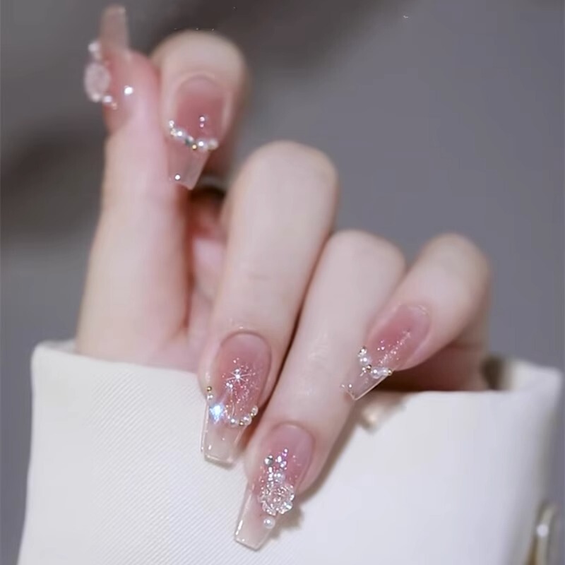 Children's Crystal Nail Stickers, Baby's Non-Toxic and Odorless Little Girl's Nail Stickers, Princess Fake Nails, Waterproof and Bite-Proof