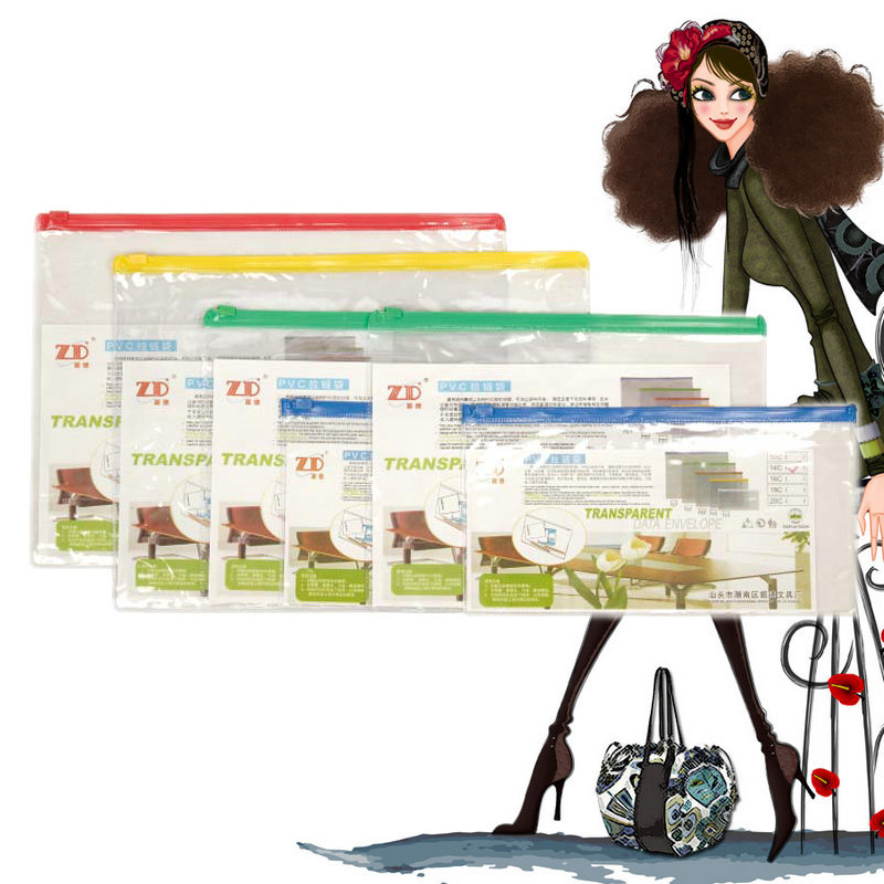 Transparent pull-edge bag Laced Bag a4 File bag Waterproof A5A6 Bill Exam Kit Archive Bag F54-14