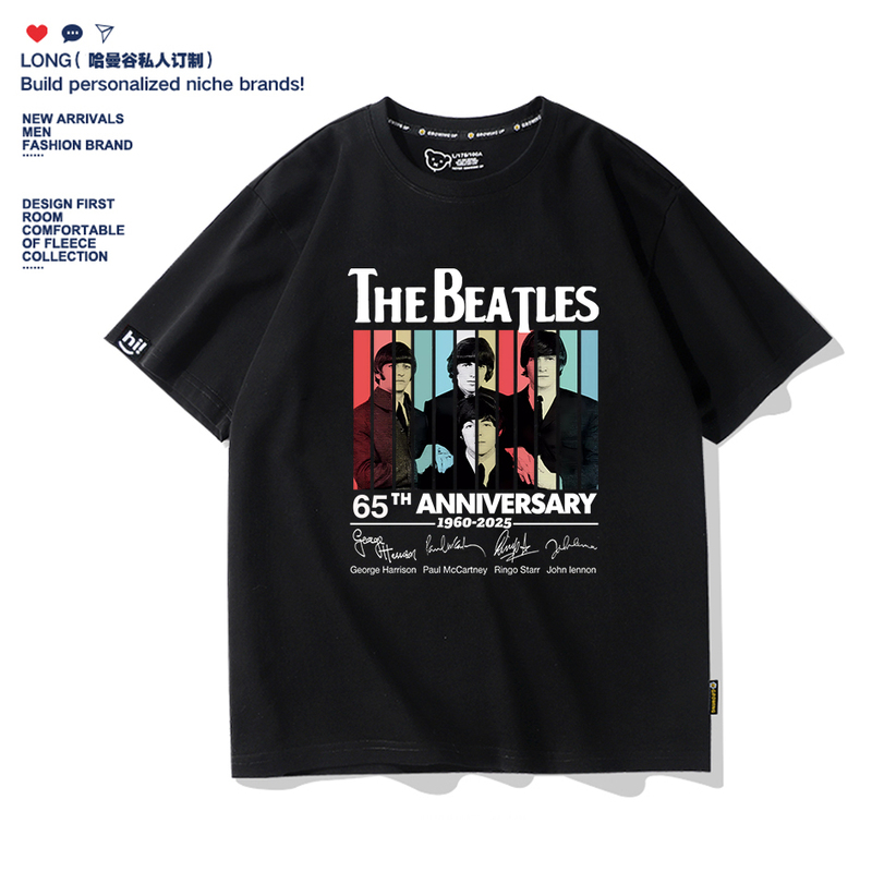 The Beatles Punk Band Retro Signature Fan Short-Sleeved Clothing Rock Music Merchandise T-Shirt The Beatles Punk Band Retro Signature Fan Short-Sleeved Clothing Rock Music Merchandise T-Shirt