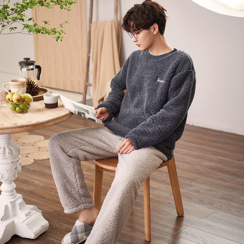 Men's sleepwear autumn and winter style Garvelvet Thickened Coral Suede Winter 2022 New Warm Flannel Suede Household Clothes