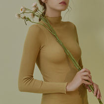 RAYHOUSE high-elastic thread thermal underwear womens autumn clothing middle collar wooden ear cotton top female bottom wear