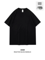 Активный черный [короткие рукавы-245G Тяжелый чистый хлопок]