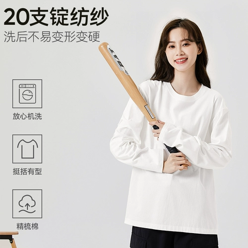 Хлопковая базовая утепленный лонгслив, осенний, большой размер, оверсайз