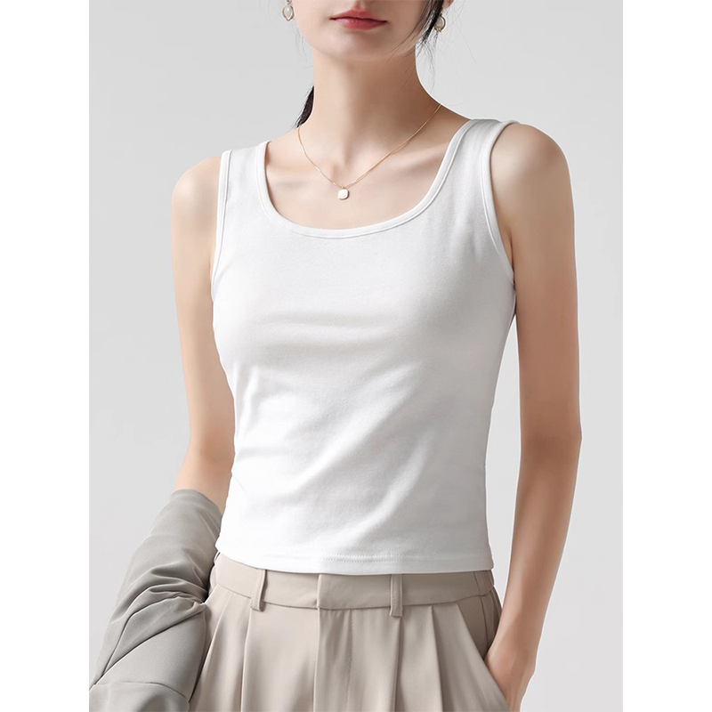 Korean Versatile White Camisole for Women 2026 New Summer Anti-Exposure Pure Cotton Base Shirt Trendy