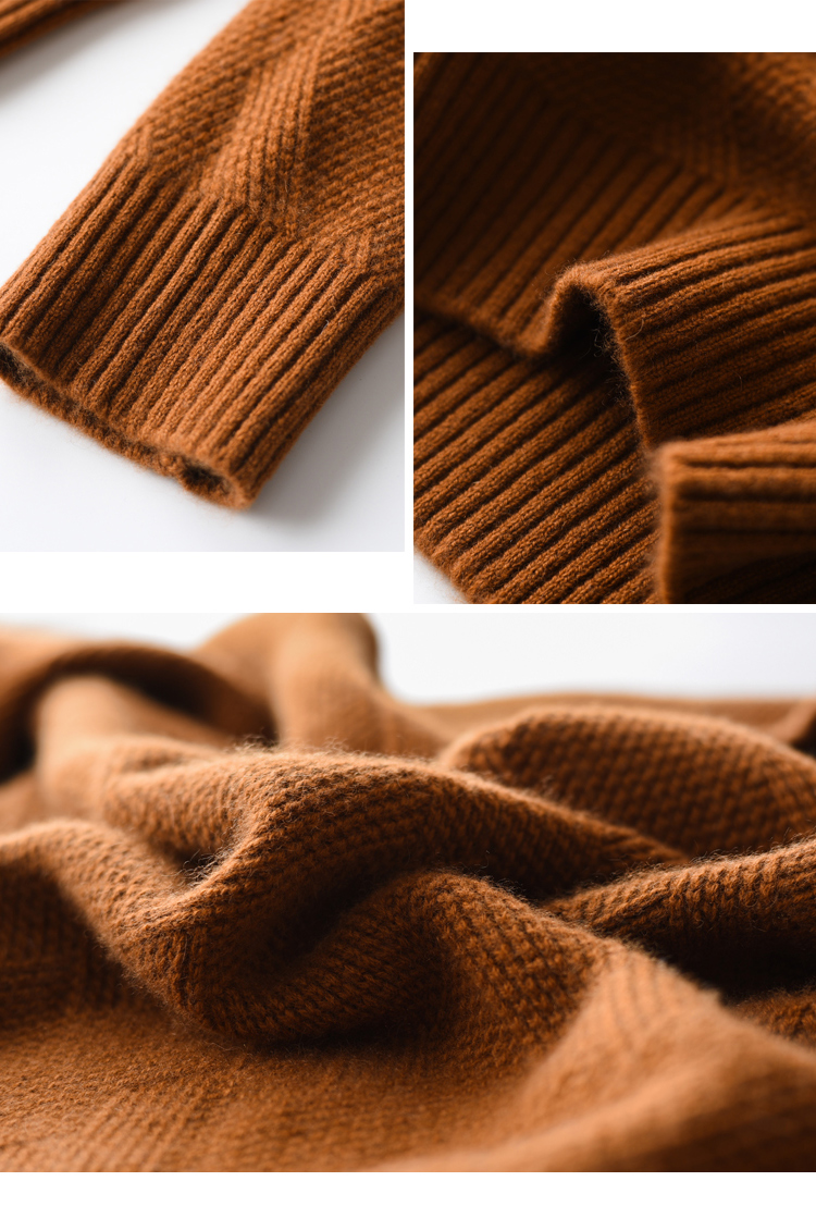Áo len cashmere của Mu Mu cho nam áo len cổ tròn dày nam nửa cổ cao rộng 2018 áo len mới mùa đông và mùa đông shop áo thun nam