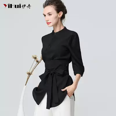 Shirt women's long version of the Shirt Waist Shirt foreign school thin heart machine design sense niche European station slim autumn clothes