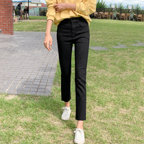 Black jeans womens straight tube loose high waist thin ankle-length pants 2021 Spring and Autumn New Korean version of stretch pants