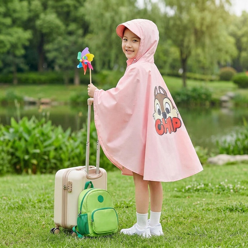 Elementary School Students and Kindergarten Children's Lightweight Cartoon Rain Poncho for Boys and Girls, Hooded Cape-Style Outdoor Rainproof Cute Raincoat