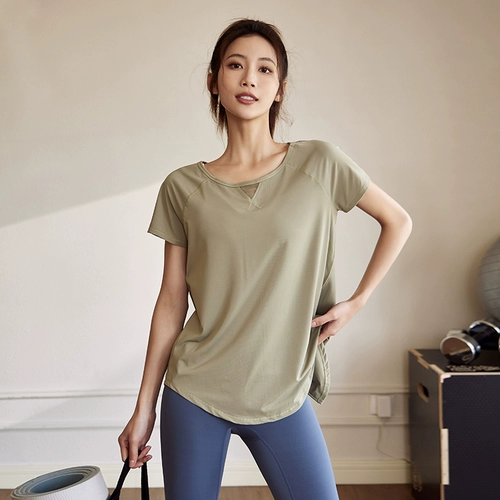 Спортивная одежда для йоги для тренировок, футболка для спортзала, короткий рукав, изысканный стиль, для бега