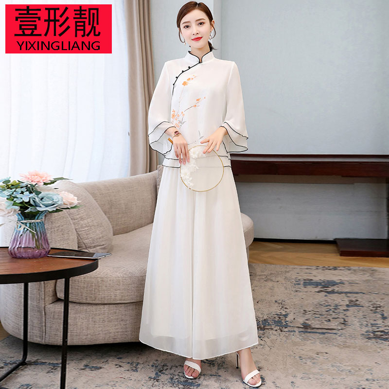 Trung Quốc chiếc váy của phụ nữ kiểu Trung Quốc Tang váy được cải thiện sườn xám loose-fitting đầu Trung Quốc FengZen Yigus trà yoga phù hợp