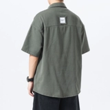 Летняя ретро японская рубашка, короткий рукав, оверсайз