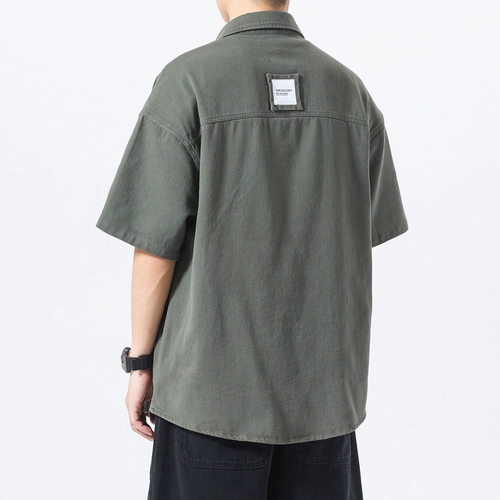 Летняя ретро японская рубашка, короткий рукав, оверсайз