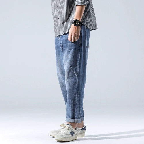 Летние эластичные осенние японские джинсы, штаны для отдыха, свободный прямой крой