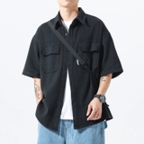 Летняя ретро японская рубашка, короткий рукав, оверсайз