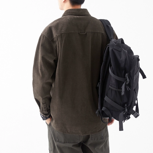 Вельветовый лонгслив, японская ретро демисезонная рубашка для отдыха, оверсайз, осенний