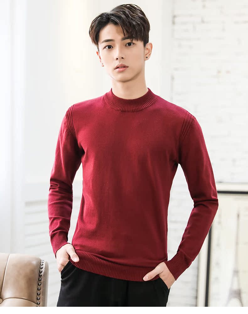 Mùa thu đông cộng với áo len nhung nam dày nửa cổ cao ấm áp đẹp trai xu hướng phiên bản Hàn Quốc của áo len tự trồng áo nam