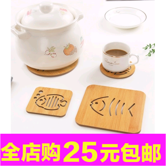 Wooden hollow cartoon insulation pad tablemat anti-skater pad creative cup cup cup cup mat