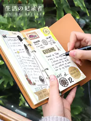 tn hand account book net red hand book book Japanese leather hand book set student travel diary retro square book ins Wind loose page notebook send hand account material