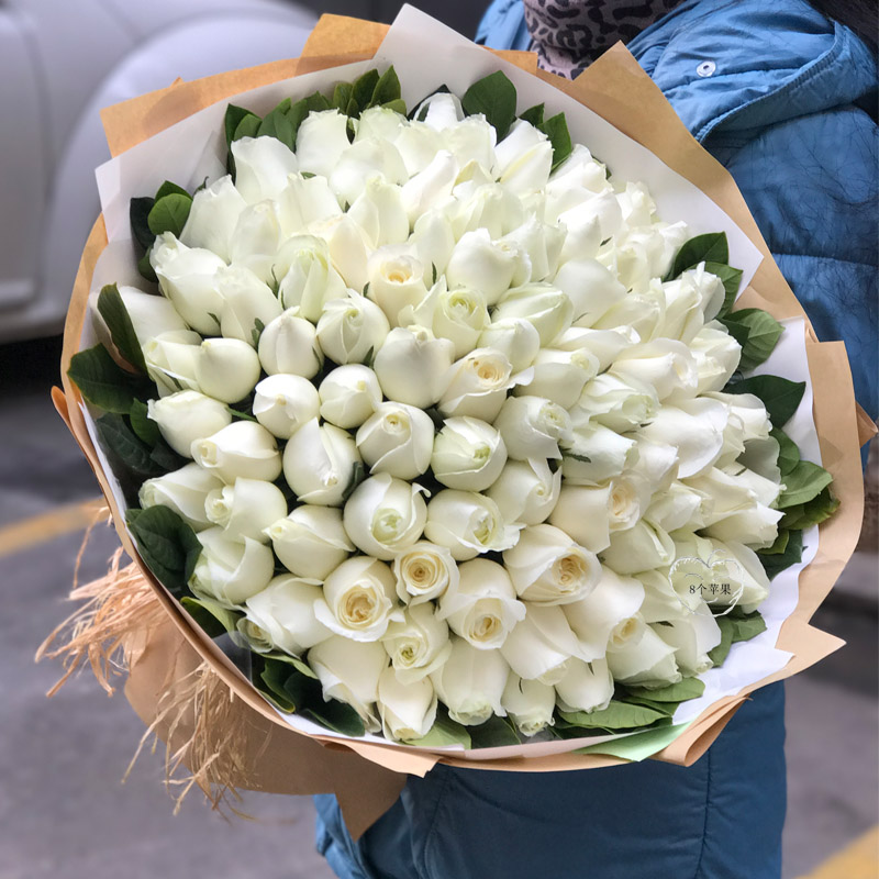 99 white rose flowers Zhuzhou Shaoyang flowers express delivery birthday Valentine's day The unique lover flowers bouquet
