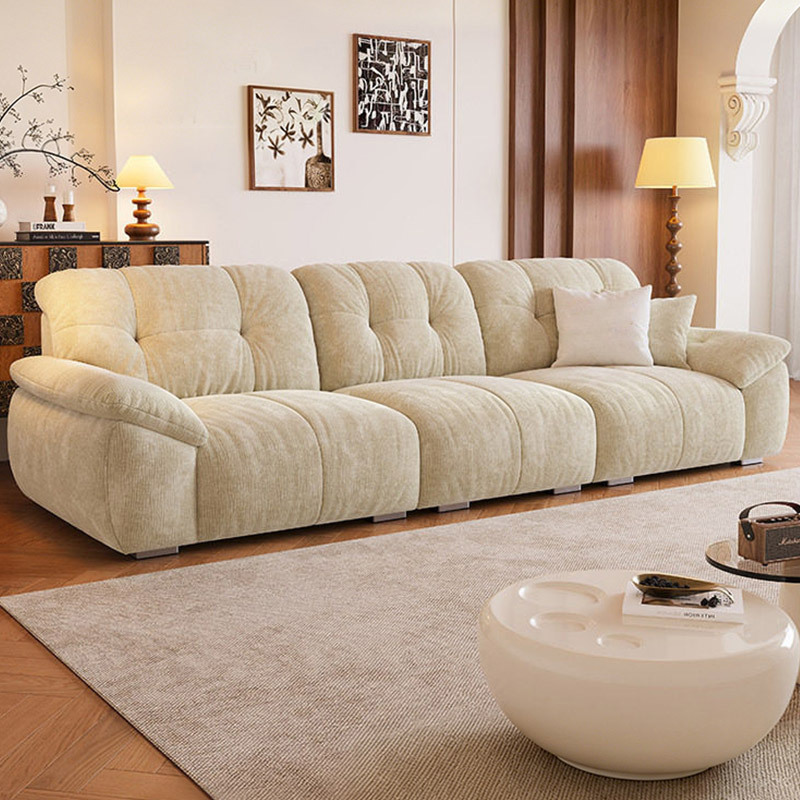 Living Room Retro Cream Cloud Hug Bear Sofa with Adjustable Backrest and Removable and Washable Chenille Fabric Sofa