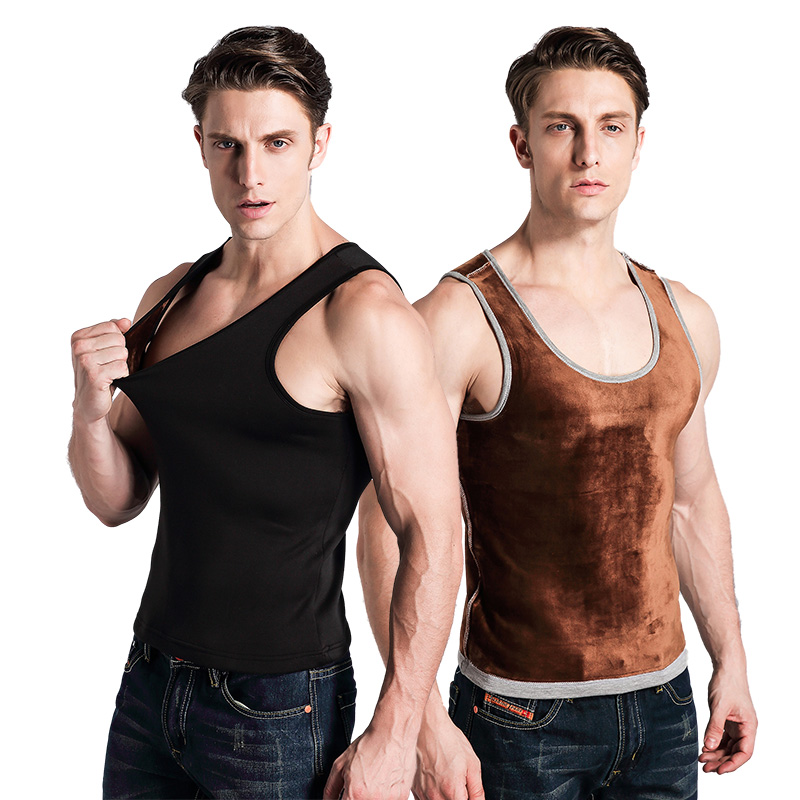 Mens ấm vest cộng nhung cộng với cơ thể mùa đông dày giáp chặt chẽ trẻ đồ lót ediphon đáy vest nam cộng với nhung.