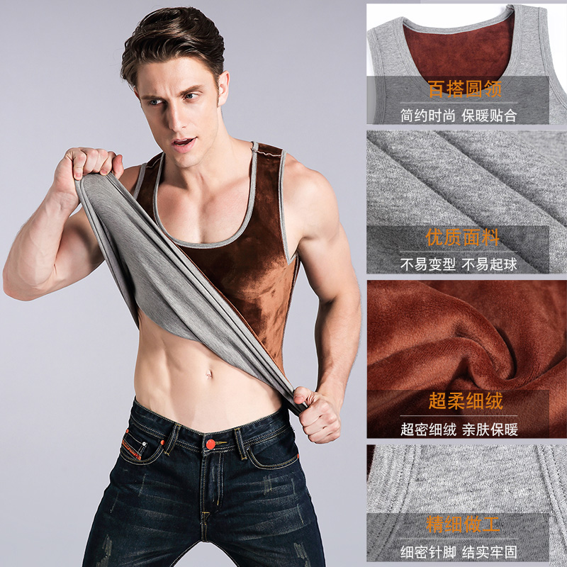 Mens ấm vest cộng nhung cộng với mùa thu và mùa đông dày dày trong canlong giáp mens đồ lót singles trung niên dày.