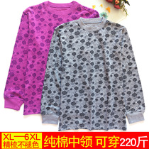 Middle-aged and elderly autumn clothes female cotton large size loose mother high collar fat cotton sweater warm coat wearing a single piece