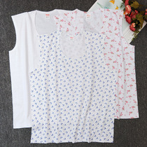 Womens cotton loose middle-aged and elderly sweatshirt sleeveless cotton summer thin old lady cotton inside wear vest woman