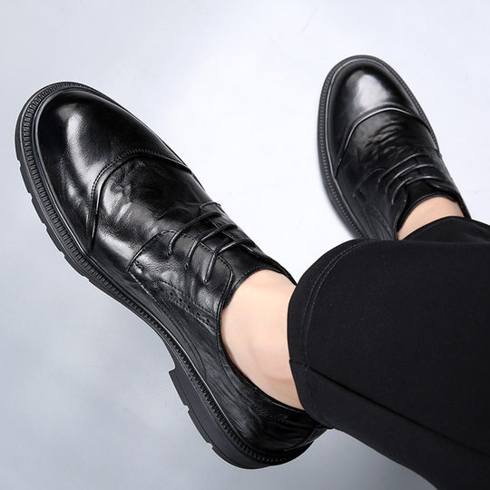 Plover leather shoes for men 2024 new model genuine leather casual shoes business formal non-slip soft sole middle-aged men's shoes wedding shoes