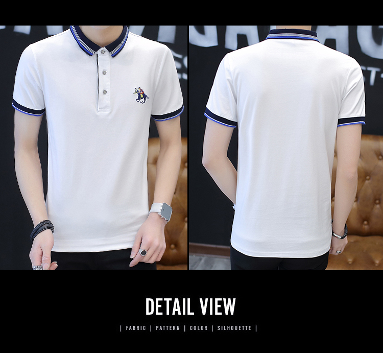 Áo thun nam tay ngắn mùa hè Ve áo cotton Mercerized Cổ áo Cotton Top Paul Slim Áo chống mùa Khuyến mãi áo polo form rộng