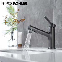 Gun gray all-copper basin hot and cold pull-out faucet toilet basin wash basin rinse faucet