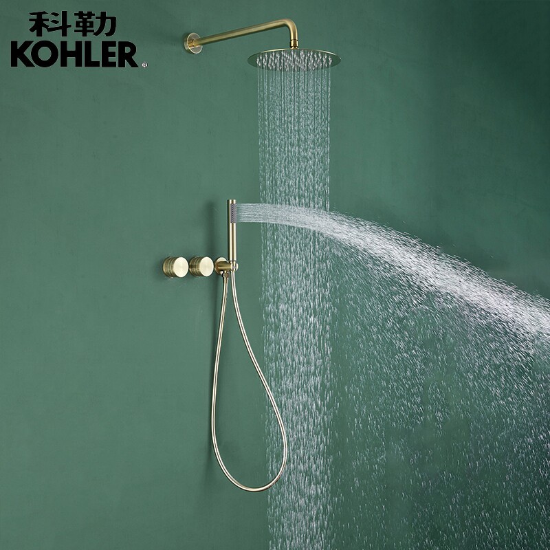 Concealed full copper embedded wall shower hidden circular embedded brushed gold shower kit dressing room