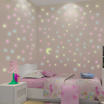 Internet celebrity luminous stickers fluorescent stars and moon living room bedroom bedroom childrens room dormitory wall stickers three-dimensional wall stickers