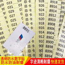 Hotel Room Carahouse Number Sticker transparent Digital adhesive Label Flow Water Number Coding Number Wardrobe Number Sticker Waterproof