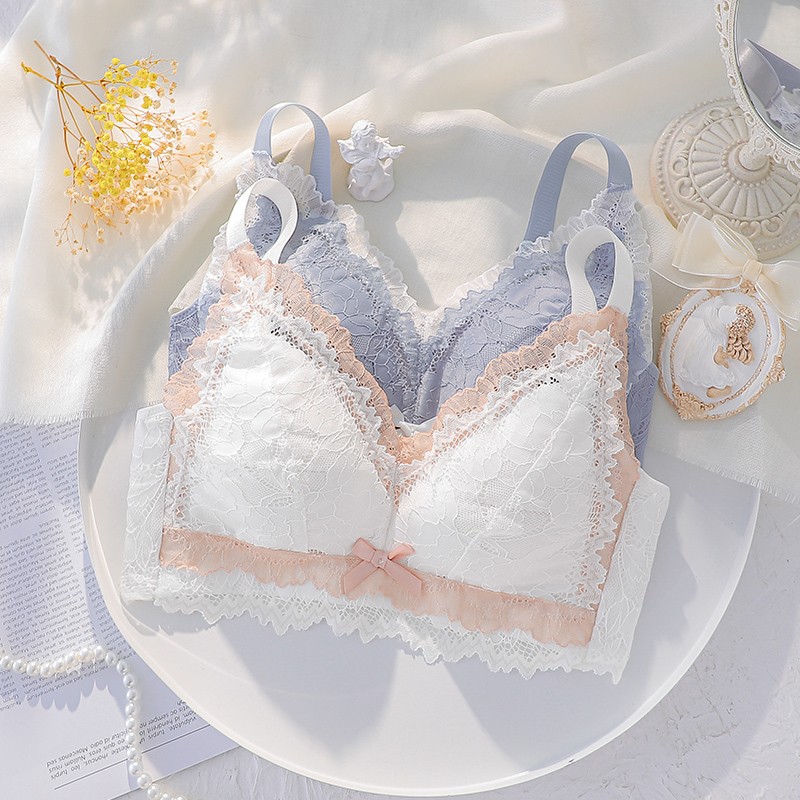 Large size underwear female large breasted chest for small summer slim shrink-breasted without steel ring adjustment-type auxiliary milk anti-sagging bra hood