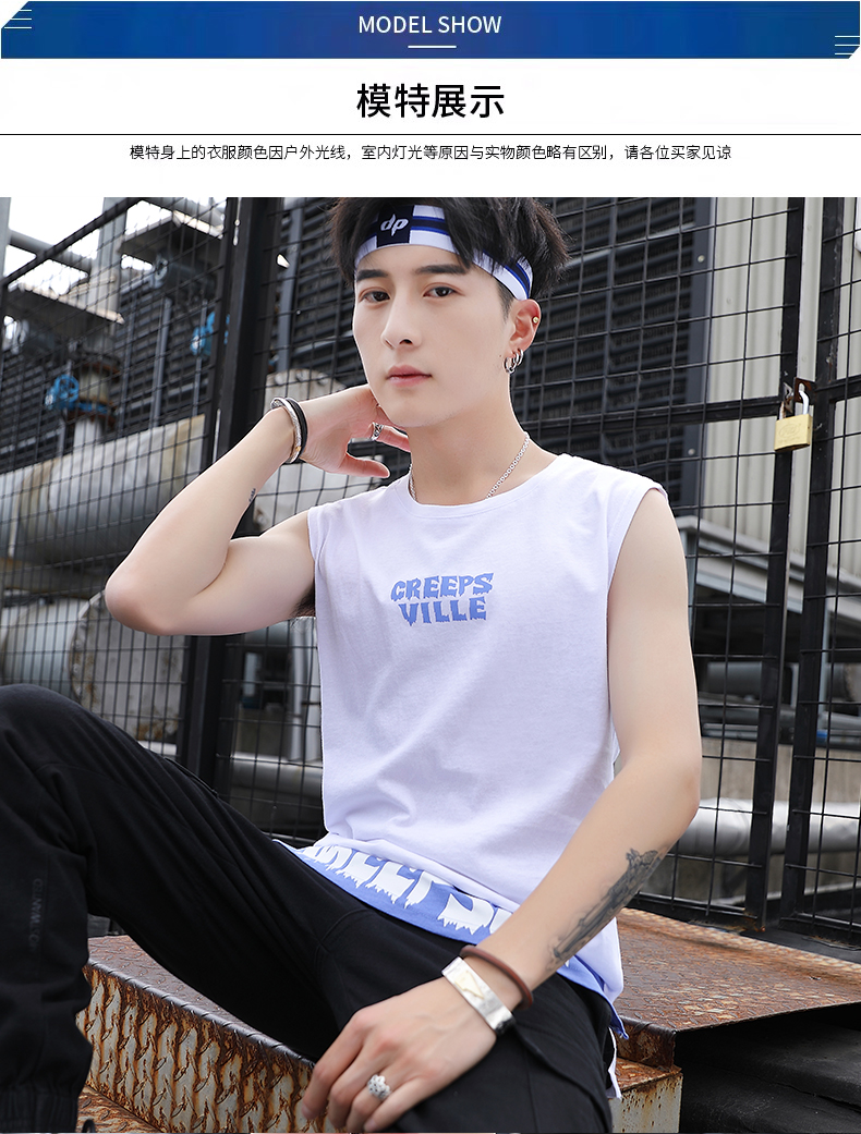 Băng lụa nam vest thương hiệu thể thao thể thao không tay áo thun cotton thoáng khí vest vai mùa hè cá tính mặc xu hướng - Áo vest cotton áo ba lỗ tập gym nam