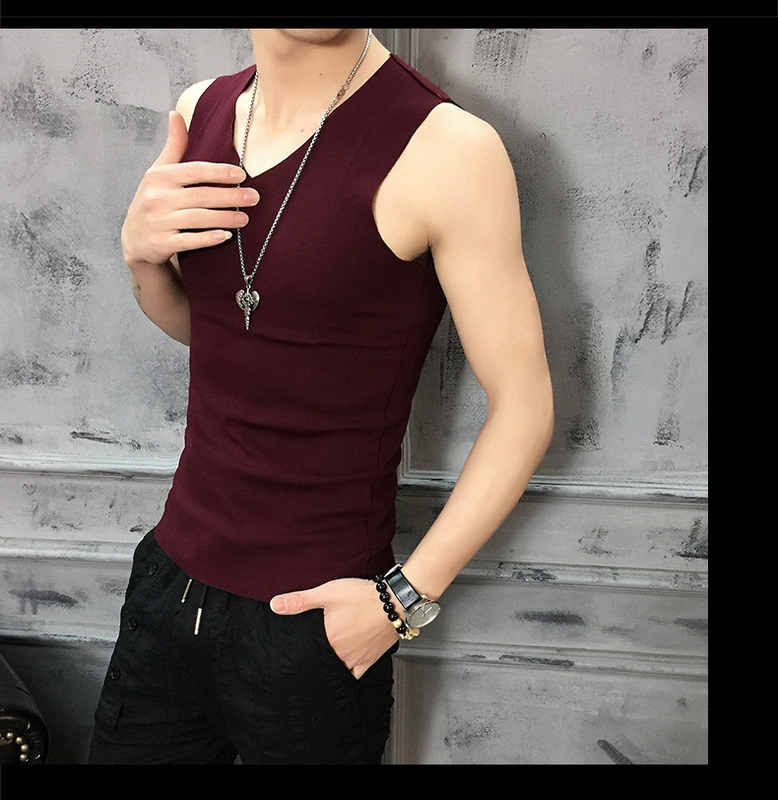 Mùa hè liền mạch vest nam mỏng phần thoáng khí Áo sơ mi cotton trẻ trung không tay áo thun xu hướng vest thể thao - Áo vest cotton