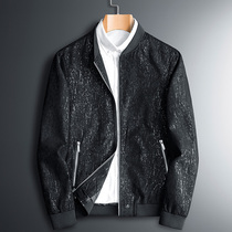 Elegant print jacket casual fashion baseball jacket mens spring and autumn fashionable middle-aged wild jacket jacket
