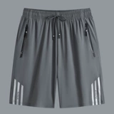 Эластичные быстросохнущие летние тонкие шорты, шелковые штаны для спортзала, свободный прямой крой, для бега