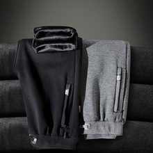 运动裤男大码宽松束脚裤秋冬加绒保暖羊羔绒