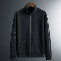 Wearing unfettered plus size loose coat male fat man Joker black sweater spring and autumn leisure sportswear