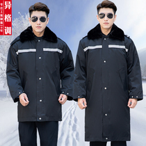 Security work clothes Winter clothing thickened security clothing Cold coat Security uniform reflective strip multi-functional cotton coat